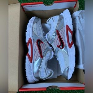 Nike Kids White Silver Sneakers with Red Accents
